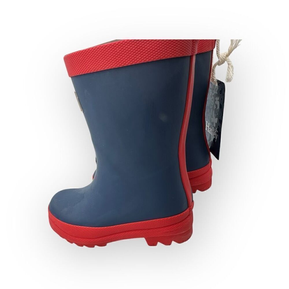 NWT Hatley Kids Classic Matte Rain Boots Navy Blue Red Size 6 - Picture 6 of 10